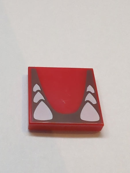 2x2 Fliese bedruckt mit Sharp White Teeth in Black Gums Pattern (Super Mario Bowser Lower Jaw) rot red