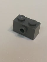 NEU Stein, modifiziert 1 x 2 mit Noppe an einer Seite neudunkelgrau