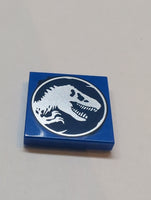 2x2 Fliese bedruckt mit Jurassic World Logo Pattern 2 blau blue