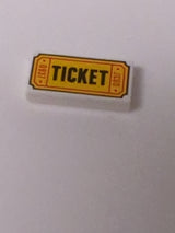 NEU Fliese 1 x 2 mit dem Muster 'TICKET' und '0937' weiß