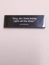 NEU Tile 2 x 6 with &#39;"Boy, do I hate being right all the time" Ian Malcolm&#39; Pattern schwarz black