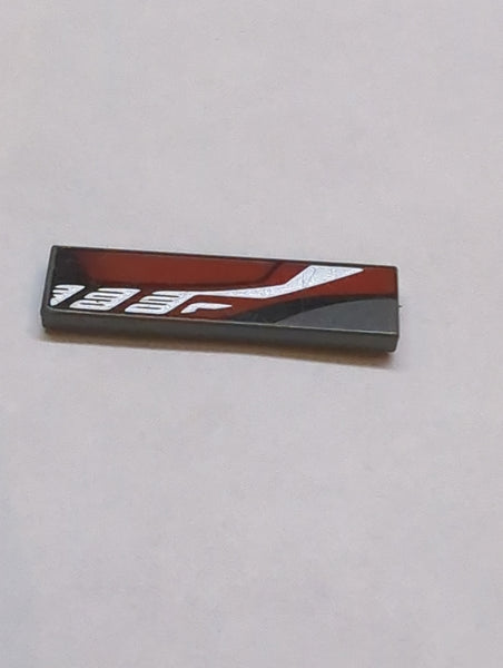 1x4 Fliese bedruckt mit Sleek Silver, Red and Black Pattern Model Left Side neudunkelgrau