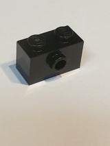 NEU Stein, modifiziert 1 x 2 mit Noppe an einer Seite schwarz