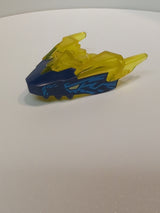 NEU Drachenkopf (Ninjago) Oberkiefer mit Hörnern mit geformtem dunkelblauem Gesicht und bedruckten hellbraunen Augen sowie dunkelazurentem Elektrizitätsmuster