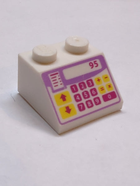 2x2 Dachstein 45° bedruckt mit Medium Lavender Cash Register with Magenta and Bright Light Orange Buttons Pattern weiß