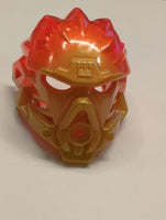 Bionicle Mask Maske des Feuers (Einheit) mit marmoriertem Trans-Neon-Orange-Muster pearlgold