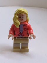 NEU Jurassic World Minifigur Dr. Ellie Sattler - koralle farbenes Shirt, Haare über Schulter jw116