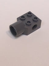 NEU Technik Stein modifiziert 2 x 2 mit Pin Loch und Rotations-Achse neudunkelgrau