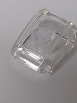 NEU Schräge, gekrümmte 2 x 2 Lippe mit weißem 'TAG HEUER'-Logo-Muster transparent weiß