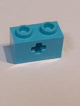 NEU Technik, Stein 1 x 2 mit Achsloch azur (medium)