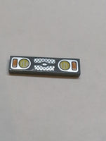 1x4 Fliese bedruckt mit Yellow and Orange Headlights and Grille Pattern neudunkelgrau