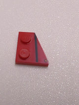 NEU Keil, Platte 2 x 2 rechts mit schwarzem Streifen und orangem Punkt (Richtungsanzeiger) Muster rot