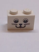 1x2 Stein bedruckt mit Cat Face Pattern weiß