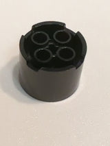 NEU Stein, rund 3 x 3 x 2 mit vertieftem Zentrum und Achsloch schwarz
