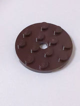 NEU Plate, Round 4 x 4 with Hole dunkelbraun dark brown