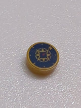 NEU Tile, Round 1 x 1 with Dark Blue Compass Rose and Red Needle Pattern pearlgold pearl gold