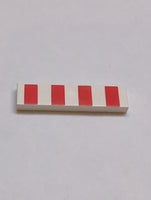 1x4 Fliese bedruckt mit 4 Red Stripes Pattern weiß