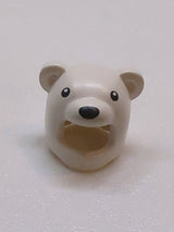 NEU Minifigur, Kopfstück, Kopfbedeckung, Kostüm Eisbär mit schwarzen Augen- und Nasenmuster weiß