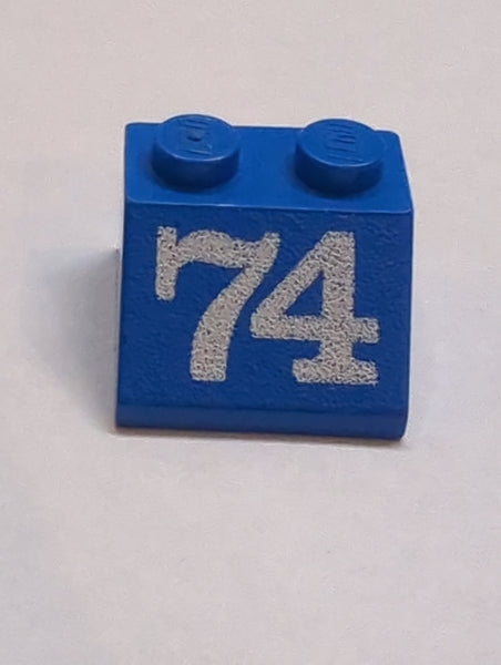 2x2 Dachstein 45° bedruckt mit White '74' Pattern blau