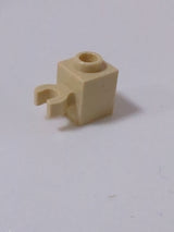 NEU Brick, Modified 1 x 1 with Open O Clip &#40;Vertical Grip&#41; - Hollow Stud beige tan