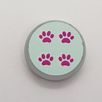 2x2 Fliese rund beklebt with Bottom Stud Holder with 4 Paw Prints on Light Aqua Background Pattern (Sticker) - Set 41085 neuhellgrau light bluish gray