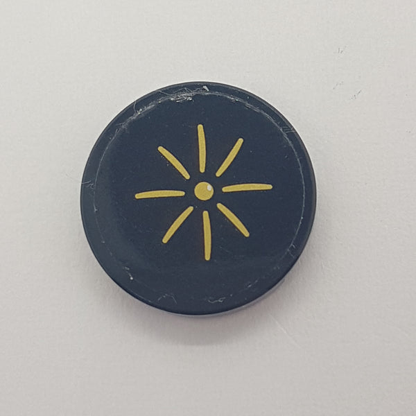 2x2 Fliese rund beklebt with Bottom Stud Holder with Cushion with Gold Button Pattern (Sticker) - Set 41135 schwarz black