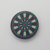 2x2 Fliese rund bedruckt with Bottom Stud Holder with Dart Board Pattern schwarz black