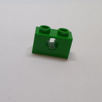 1x2 Technik Stein mit Achsenloch ( x Öffnung) grün green