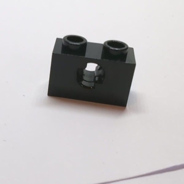 1x2 Technik Stein mit Achsenloch ( x Öffnung) schwarz black