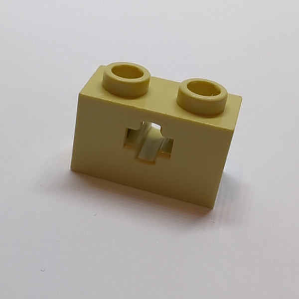 1x2 Technik Stein mit Achsenloch ( + Öffnung, Side Supports) beige tan