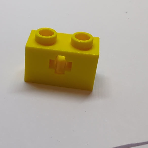 1x2 Technik Stein mit Achsenloch ( + Öffnung, Side Supports) gelb yellow