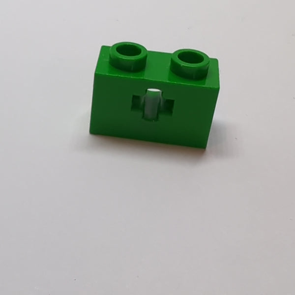 1x2 Technik Stein mit Achsenloch ( + Öffnung, Side Supports) grün green