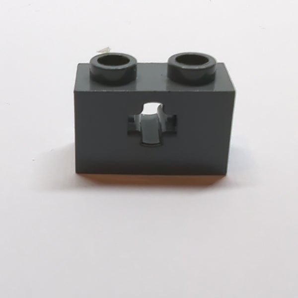 1x2 Technik Stein mit Achsenloch ( + Öffnung, Side Supports) neudunkelgrau dark bluish gray