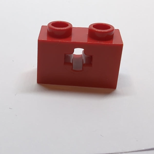 1x2 Technik Stein mit Achsenloch ( + Öffnung, Side Supports) rot red