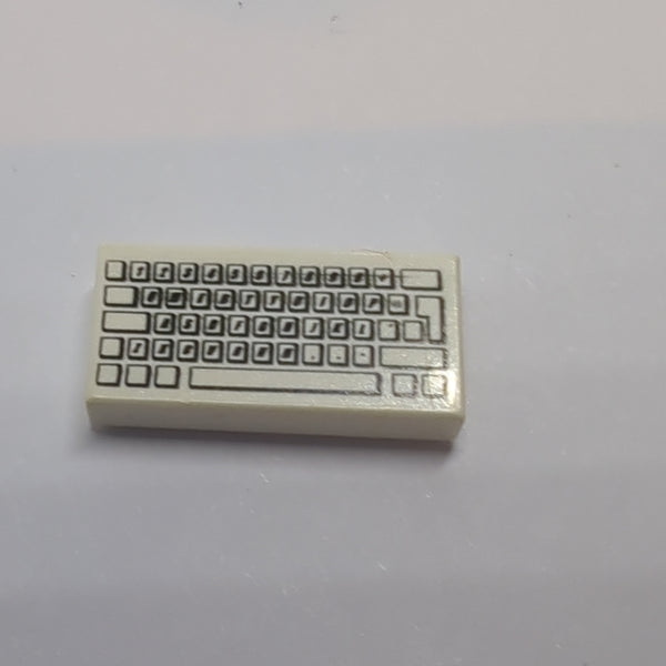 1x2 Fliese bedruckt mit with Computer Keyboard Standard weiß white