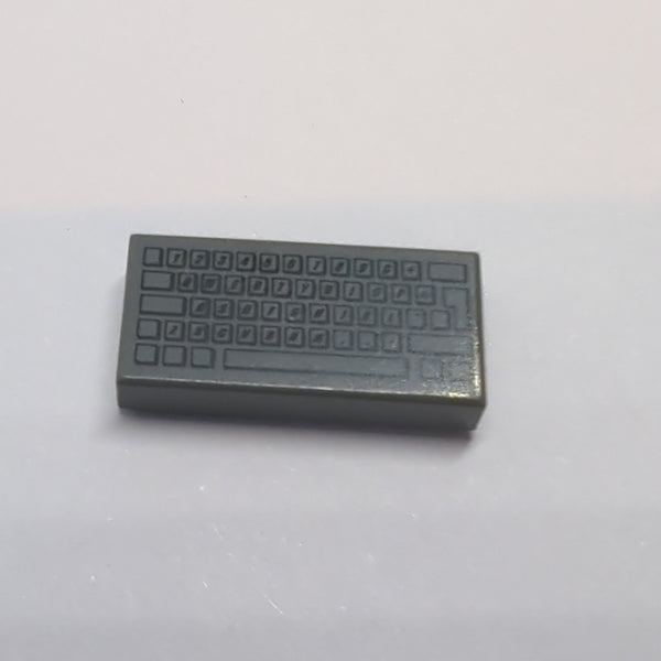 1x2 Fliese bedruckt mit with Computer Keyboard Standard neudunkelgrau dark bluish gray