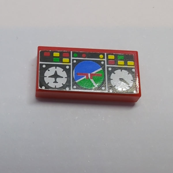 1x2 Fliese Sticker  with Avionics Green Pattern - Sets 8429 / 8812 rot red