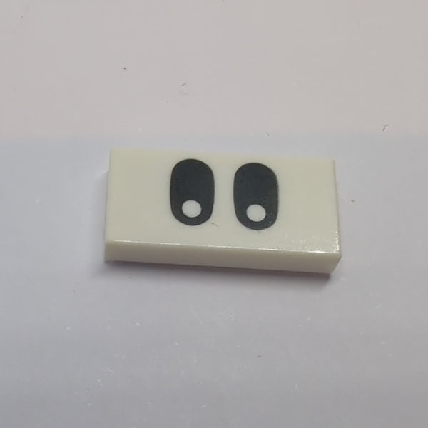 1x2 Fliese bedruckt with Black Eyes (Foo) weiß white