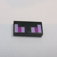 1x2 Fliese bedruckt with Pixelated Pink and Magenta Eyes (Minecraft Dragon) schwarz black