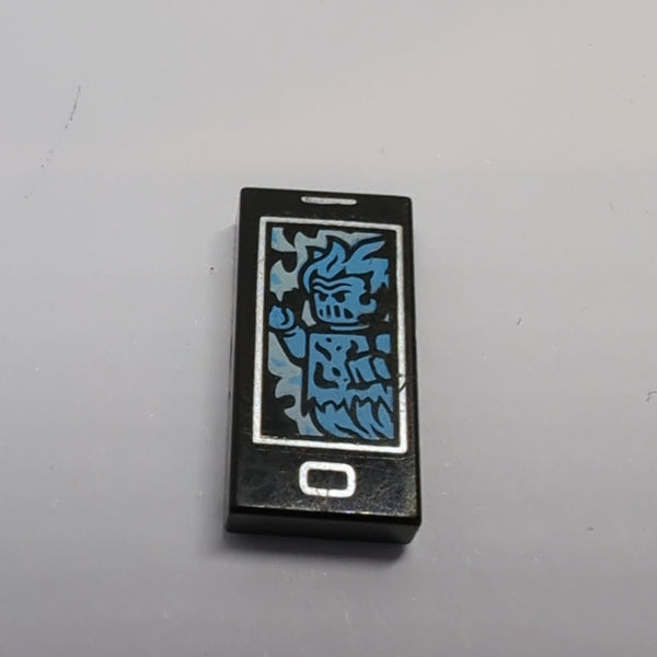 1x2 Fliese bedruckt with Cell Phone / Smartphone and Medium Azure Ghost schwarz black