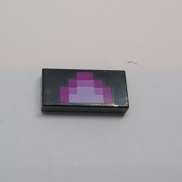 1x2 Fliese bedruckt with Pixelated Pink and Magenta Tongue Pattern (Minecraft Dragon) schwarz black