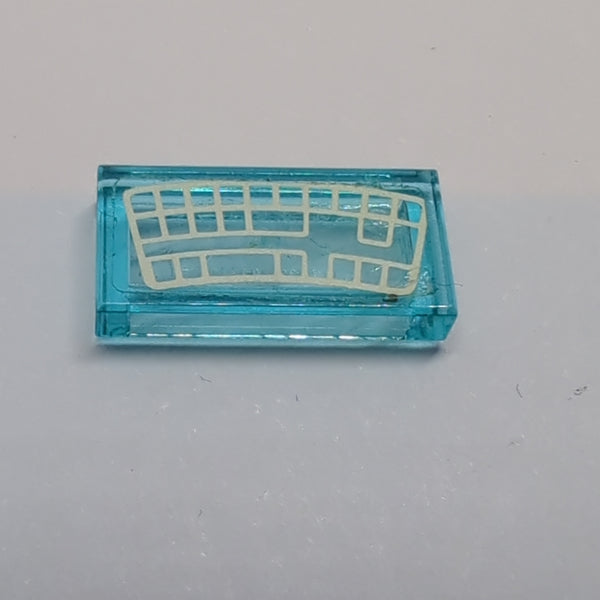 1x2 Fliese Sticker with White Curved Keyboard - Set 76038 transparent hellblau trans light blue