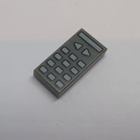 1x2 Fliese bedruckt with TV Remote Control Pattern neudunkelgrau dark bluish gray