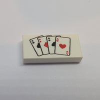 1x2 Fliese bedruckt with Playing Cards Four Aces weiß white