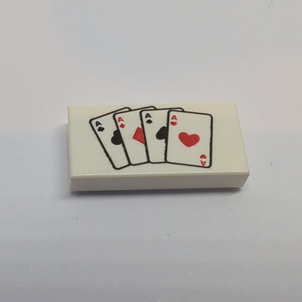 1x2 Fliese bedruckt with Playing Cards Four Aces weiß white