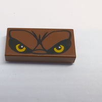 1x2 Fliese bedruckt with Bright Light Orange Eyes, Furrowed Brow neubraun reddish brown