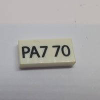 1x2 Fliese bedruckt with Black 'PA7 70' weiß white