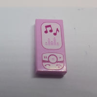 1x2 Fliese bedruckt with Magenta and White Cell Phone / Music Player Pattern rosa bright pink bright pink