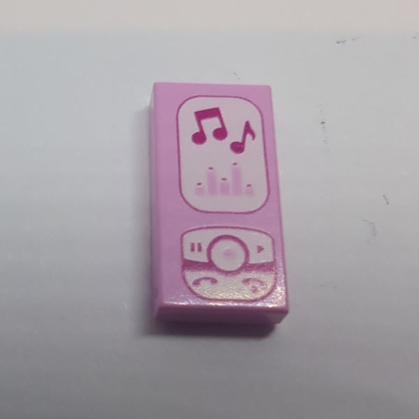 1x2 Fliese bedruckt with Magenta and White Cell Phone / Music Player Pattern rosa bright pink bright pink