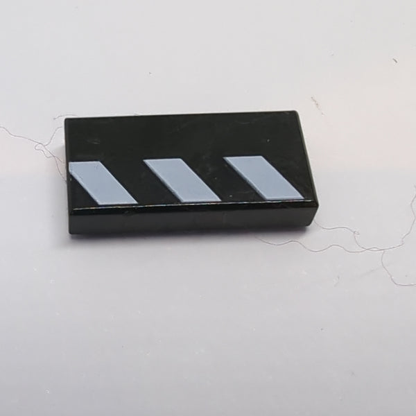 1x2 Fliese bedruckt with Diagonal Partial Stripes White Pattern schwarz black
